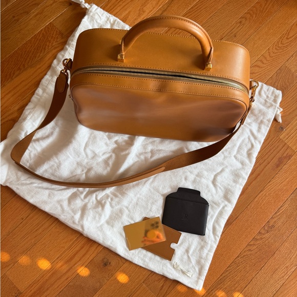The Row Handbags - The Row - Small Bowling Bag - Tan Leather Crossbody Bag